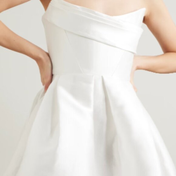 Alex Perry Strapless Draped Sateen Mini Dress, White US 8 (UK 12) - Picture 1 of 5